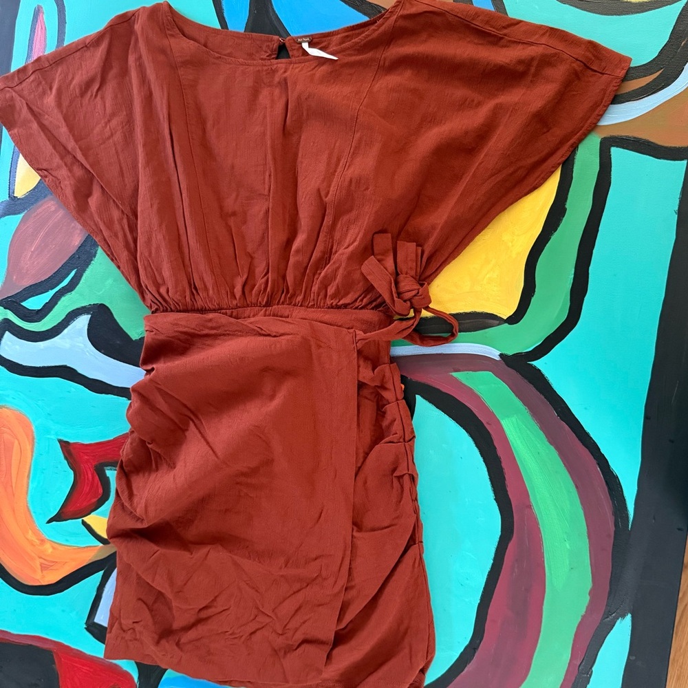Free People Terracotta Wrap Dress Boho Earthy Classy High Quality